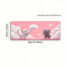 1PC Large Gaming Mouse Pad - Adorable Cloud & Cat Design, Non-Slip & Washable Rubber Base, Extended Desk Mat (Designed For Gamers) - Stylish Accessory For Work & Study, Durable Computer Decor, Ideal Gift Choice. - Mouse Pad - View 1