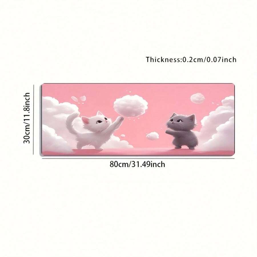 1PC Large Gaming Mouse Pad - Adorable Cloud & Cat Design, Non-Slip & Washable Rubber Base, Extended Desk Mat (Designed For Gamers) - Stylish Accessory For Work & Study, Durable Computer Decor, Ideal Gift Choice. - Mouse Pad - View 1