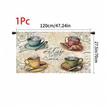 1pc, Home Decor, Coffee Theme Pattern Printed Table Skirt, Kitchen Small Curtain, Kitchen Cabinet Cover, With Curtain Holes, Easy To Hang, Rectangular, Machine Woven, Machine Washable, Kitchen Decoration And Accessories, Perfect For Kitchen Cabinets And Home Decor - Multicolor - View 17