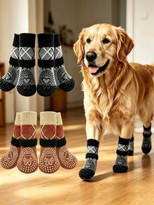 4 Packs/8-Pack Anti-Slip Pet Socks, Dog Socks And Paw Pads, Breathable Printed Socks, Pet Floor Socks, Pet Supplies, Pet - Multicolor - View 1