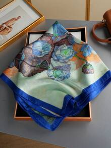 1件奢華花卉絲巾時尚披肩新款印花絲巾熱門 70*70cm 正方形絲巾 27.56英吋正方形絲巾女式頸巾四季通用印花頭巾休閒聚酯纖維 - 彩色 - 查看 6