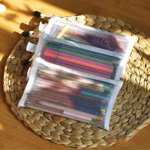 Educational Building Blocks Storage Bag, Transparent Mesh Zipper Bag, Suitable For Cosmetics/Beauty Products Storage, Bohemian Style - White - View 4