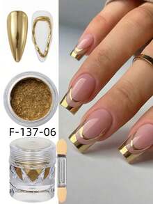 Y2K Mirror Nail Powder With Applicator Brush, Magic Mirror Effect White/Gold/Silver, Suitable For Nail Decoration, Nail Supplies - Multicolor - View 8