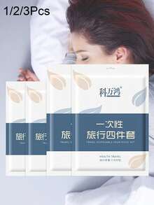 1/2/3Pcs Hotel Disposable Bed Sheets Travel Bed Sheets, Disposable Bedding, Soft Breathable Bed Cover, Bed Sheets, Pillowcases, Towel Set, Suitable For Travel Hotel - Multicolor - View 1