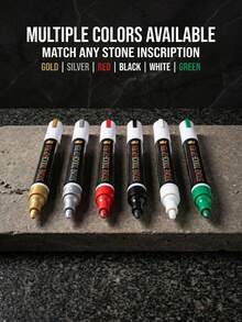 Gold Tombstone Marker Pen | Restore Faded Text On Tombstone Surfaces, Weather-Resistant, Quick-Drying Fine Tip, For Cemetery Maintenance Color Repair, Specifically Designed For Cemetery Maintenance And Inscription Repair - Multiple Styles - View 4