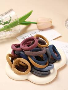 20pcs Seamless Hair Bands, Damage-Free Elastic Ponytail Holders, Suitable For Thick Curly Hair, Non-Slip Soft Headbands, Perfect For Women/Girls Daily Use, Sports, Fitness, Travel, Ideal Birthday, Mother's Day, Easter Gift Choice - Multi-Color Mix/Casual Versatile Morandi Color Hair Bands Scrunchie Hair Ties Elastic Rubber Band - Multicolor - View 4