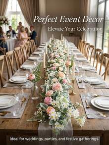 VPY 3pcs Wedding Arch Artificial Flower Arrangement Handmade Faux Flowers For Wedding Welcome Area, Stage Backdrop, Bridal Shower, Party Celebration, Photography Decor, Vintage Bohemian Style, Suitable For Young Couples, Influencers, Event Planners, Wedding Welcome Area Decoration, Wedding Reception Area Embellishment, Church Wedding Ceremony, Party Celebration Events, Random Style Shipped, Please Confirm Before Ordering - Pink Rose Vine - View 4