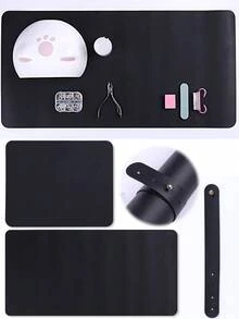 2 Pieces Set Washable Nail Table Mat & Foldable Desk Mat - Soft PU Leather Nail Armrest Cushion, Suitable For Nail Salons, Studios, And Home DIY Use (24*30cm + 30*60cm) - Multicolor - View 4