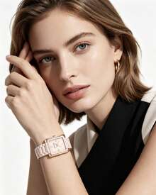 Anne Klein Women's Watch Square Case Ceramic Bracelet Watch AK Watches For Ladies Bracelet Watch,Light Pink - Pink - View 4