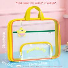 1pc 3-Layer Thickened Transparent Mesh Horizontal Tote Bag, 180° Wide Opening Book Storage Bag With Front Zipper Pen Pouch, Large Capacity Student School Tote, Portable Subject Classification Document Organizer - Single Piece - View 13