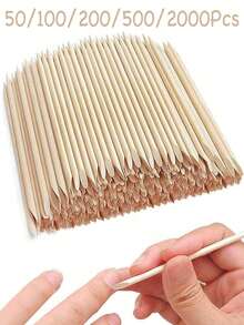 10/50/100/200/500/2000 piezas Palitos de madera naranja de 114mm/4.49in, para empujar cutículas y limpiar uñas, adecuados para salones de uñas y arte de uñas DIY, suministros para uñas, herramientas para uñas, herramientas de arte de uñas, regreso a la escuela, uñas, herramientas para uñas, herramientas para puntas de uñas - Albaricoque - Ver 2