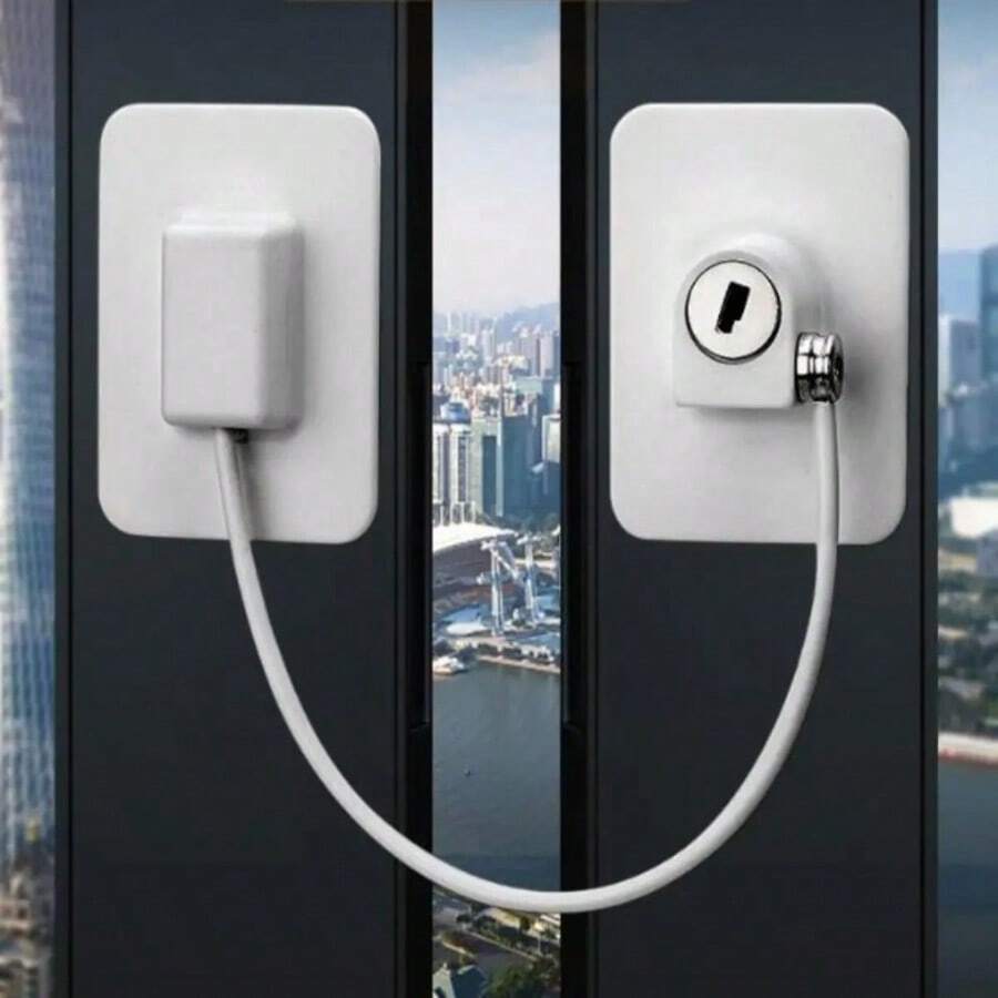 Window Safety Lock, Window Stopper, Self-Adhesive, Drill-Free Window Lock, ChiSafety Cable Lock With Key - Multicolor - View 1