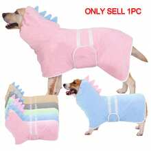 1 pieza Bata de baño con diseño de dinosaurio lindo para mascotas, de secado rápido y súper absorbente, disponible en múltiples tallas para perros pequeños, medianos y grandes, con correa ajustable, apta para uso diario en el hogar, disponible en varios colores - Multicolor - Ver 2