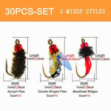 30Piece Bait Set-Dry Wet Flies/Midge/Nymphs/Fly Fishing Lures, For Bass/Trout/Carp-3 Different Styles Fly Fling Lures-With Flies Box-Size#10 - Multicolor - View 5
