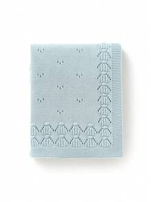 All-Season Baby Stroller Blanket, Hollow Jacquard Customized Embroidered Name Baby Swaddle Blanket, Newborn Baby Children Blanket - Light Blue - View 4