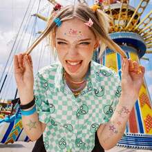 FTVLTAT Glitter Star Temporary Tattoo Stickers 20pcs/Pack, Waterproof Shiny Star Tattoos, Easy To Peel Long-Lasting Body Art, Colorful Glitter Star Pattern, Suitable For Birthday Party, Holiday, Cosplay, Daily Decoration - Multicolor - View 6