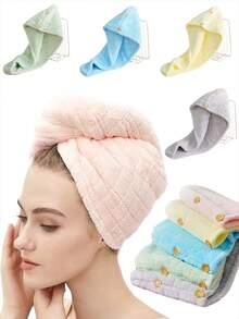 1/2 Pieces Hair-Drying Towel, Polyester, Women's Hair-Dry Cap, Simple Style, Various Colors, Absorbent, Quick-Drying And Soft, Wraps Hair, Suitable For All Seasons, Usable In The Bathroom, Living Room, For Removing Makeup Or Applying Makeup. - Multicolor - View 2