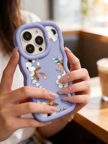 1pc Y2K Petal Leaf Pattern Macaron Dopamine Color Soft TPU Wavy Edge Phone Case Compatible With Galaxy A03 A04 A05 A06 A11 A12 A13 A14 A15 A16 A20S A21S A22 A23 A24 A25 A26 A31 A32 A33 A34 A35 A36 A50 A51 A52 A53 A54 A55 A56 A73 S20FE S21FE S22 S22U S23 S23+ S23U S233FE S24 S24+ S24U S25 S25+ S25U/ Note 11 Note 12 Note 13 Note 14 /Samrt/Honor/Y7 Y9/Ealme C53 C55 - Purple - View 3