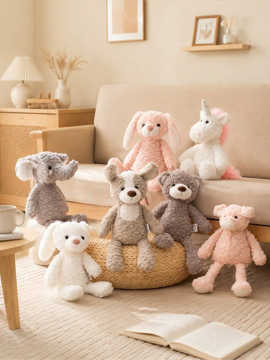 1pc 14.9 Inch Plush Bunny, Pink Bunny, Bear, Dog, Panda, Elephant, Unicorn Stuffed Animal Doll, Cute Soft Plush Animal Sleep Pillow Doll, Christmas Stocking Stuffer, Birthday Party Decor, Home Decor