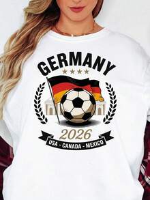 Camiseta de la Copa Mundial de Alemania 2026, Camiseta con Balón de Fútbol de Alemania, Color Cómodo, Gráfico Divertido, Camiseta Estampada Autorizada para la Copa Mundial, Camiseta Casual d - Negro - Ver 1
