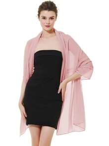 Hochwertiger einfarbiger Chiffon-Abendtuch, Braut-Brautjungfer-Hochzeitskleid-Cheongsam-Party-Tuch-Schal 2-in-1 für Frauen - Pink - Übersicht 3