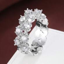 1pc Fashion Heart Arrangement Design Cubic Zirconia Inlaid Women's Ring - Multicolor - View 18