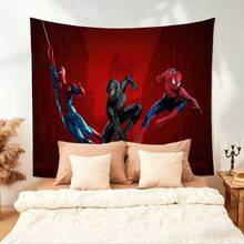 1pcs M Arvel Superhero Series S Pider-Man Theme Tapestry, Superhero Patter Wall Hanging Fabric Poster Cool Comic Art Background Blanket, Modern Home Fashion Decor, For Living Room Bedroom College Dorm Game Room Home Decor Fans Gift - 彩色 - 查看 3