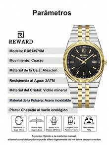 REWARD Men's Quartz Watch Business Fashion Style Calendar Display Luminous Hands Multifunction Wristwatch High Quality Gift Classic Design Stainless Steel Strap - Multicolor - View 4