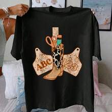 Cotton ABC 3 Western Cowgirl Tea Back To School Tea  T-Shirt - Negro - Ver 1