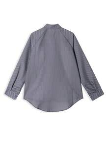 Women Striped Long Sleeve Shirt Without Necktie Spring - Grey - View 7