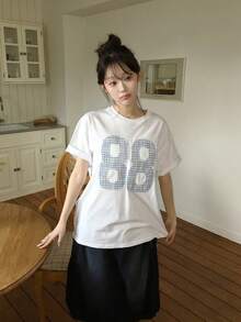 Short Sleeve T-Shirt For Women, Summer Fashion, Versatile, Loose Fitting, Round Neck Top - White - View 3
