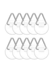 10/15pcs Stainless Steel Picture Frame Hooks - Wall Adhesive Hooks, No Nails Needed, Polished Surface, Easy Installation, Suitable For Picture Frames, Artwork And Home Decor - Durable Adhesive Picture Frame Hook Set - White - View 5