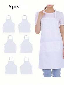 1/2/3/5/8/10/12/15/20pcs, Polyester Apron For Women,Simple Style Black Apron With Pockets, Thickened Waist Apron, Fashion Housework Kitchen Household Workwear, Kitchen Supplies - Multicolor - View 9
