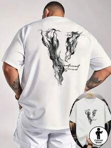 [Selección de Niu Wang]Nueva colección de verano con estampado Humo, estampado de doble cara moderno, camiseta clásica y a la moda para hombre, de manga corta, ligeramente elástica, con cu - Blanco - Ver 2