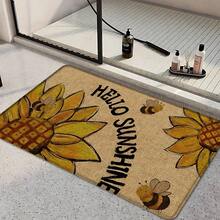 1 pieza, Decoración del hogar, Estampado de patrón de girasol, Alfombra de cocina de lino, Tapete de cocina, Tapete de piso, Tapete de baño, Tapete de puerta, Impresión 3D rectangular, Apto para sala de estar, dormitorio, pasillo, baño, lavandería - Alfombra de poliéster, Apto para decoración del hogar interior y exterior - Multicolor - Ver 2