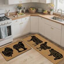 1 pieza, Decoración del hogar, Estampado de patrón de camello, Alfombra de cocina de lino, Tapete de cocina, Tapete de piso, Tapete de baño, Tapete de puerta, Impresión 3D rectangular, Adecuado para sala de estar, dormitorio, pasillo, baño, lavandería - Alfombra de poliéster, Adecuado para decoración del hogar interior y exterior - Multicolor - Ver 3