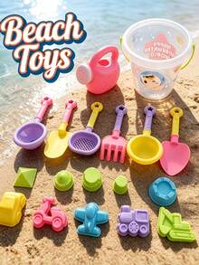 18pcs Beach Toy Set - Kids Outdoor Toys, Children's Beach Toys, Summer Amusement Park Beach Fun House Play, Includes Beach Bucket, Shovel, Sand Molds, Sand Rake, Watering Can, Outdoor Beach Toys, Kids Tent, Kids Beach Supplies, Perfect Summer Gift For Children, Accessory Colors Random - Multicolor - View 2