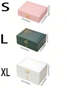 1pc PU Leather Belt Lock 3-Layer Jewelry Box, Jewelry Ring Box, Earring, Necklace Studs, Jewelry Display Box, Transparent Ring Box, Beaded Storage Box, Vintage Gift, Travel Jewelry Storage Box, Portable Jewelry Storage Box, Valentine's Day Gift - Multicolor - View 9