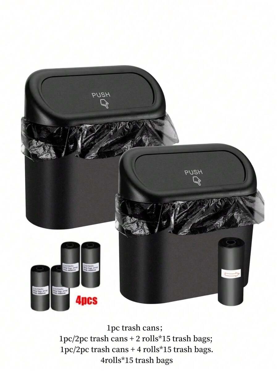 Car Trash Can With Lid, Mini Car Garbage Can Organizer, Car Storage Box With Trash Bags, Suitable For Vehicle, Home, Office