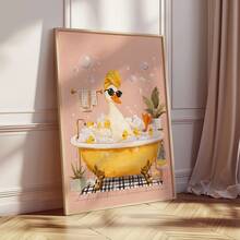1pc Frameless Bathroom Wall Art Bathtub  Pattern Toilet Print Digital Download Poster Aesthetic Apartment Dorm Decor Back To School Funky Posters Dorm Essentials - Bathroom - View 2