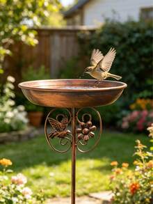 2-In-1 Iron Bird Bath And Feeder, Multiple Sculptural Designs Available, With 5-Claw Anti-Rust Feet For Stable Outdoor Placement, Suitable For Garden And Yard Decor, Can Be Used For Bird Drinking And Bathing, Easy To Clean - TK18 - View 11