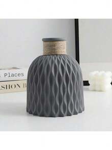 1pc Minimalist Practical Plastic Vase, Artificial Flower Vase, Only Suitable For Dried Flowers/Artificial Flowers (Cannot Hold Water), Daily Home Decor And Desktop Storage, Suitable For Desktop Or Shelf Decoration - Grey - View 12