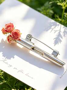 1pc Unique Elegant Vintage DIY Bouquet Brooch For Women, Vintage Art Flower Pin, Removable Flower Design, Suitable For Daily Casual, Valentine's Day, Vacation, Holiday Wear, Ideal Gift For Women, Jewelry, Best Friend Gift (Flowers Not Included) Original Design - Silver - View 7