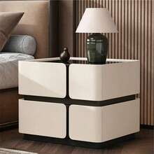 Modern Nightstand Solid Wood Bedside Table, High-End Home Master Bedroom Creative Bedside Table Bed Side Tables Bedroom,Mesa De Noche/Bedroom Furniture/Night Stand - Màu trắng kem - Xem 5