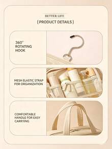 Hanging Dry & Wet Separation Toiletry & Makeup Bag, Multi-Compartment Large Capacity Portable Handheld Organizer For Business Travel, Hotel & Bathroom Cosmetics And Toiletries - Multicolor - View 8