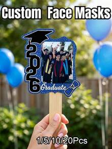 1/5/10/20pcs Customizable Handheld Graduation Signs, Personalized With Your Own Photos And 2026 Graduation Cap Design, Cute And Fun Style, Suitable For Graduation Season And Back To School, High-Quality Graduation Party, Classroom Decor, Family Gathering And Graduation Gift Photo Props - Multicolor - View 2