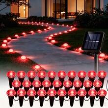 30Pcs Small Solar LED Pathway Lights Outdoor, 32Ft/10M,8 Modes, Solar Garden Lights Waterproof, Multi Color Landscape Stake Lights, In-Ground Yard Lawn Walkway Lights For Patio Backyard Camping Party Garden Decor - Đèn đỏ - Xem 13