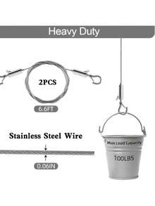 Heavy Duty PVC Coated Steel Wire Rope, Multipurpose Clothesline And Dog Tie-Out Cable With Carabiner Clips,Adjustable Metal Buckle Rope, Clothesline, Suitable For Curtains, Outdoor Use, With Metal Buckle - Multicolor - View 8