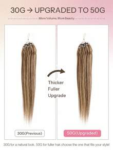 12-22 Inch Invisible Micro Ring Hair Extensions, Smooth Seamless Remy Human Hair Bun, Increase Hair Volume For Daily, Party, Wedding - Multicolor - View 75