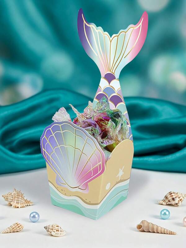 12/24 Pcs Sea Shell Party Favors Gift Boxes With 12/24 Pcs Mermaid Themed Cards Mini Sea Shell Party Favor Containers Under The Sea Theme Party Supplies For Wedding Graduation Birthday Jewelry Storage Mermaid Themed Party Supplies